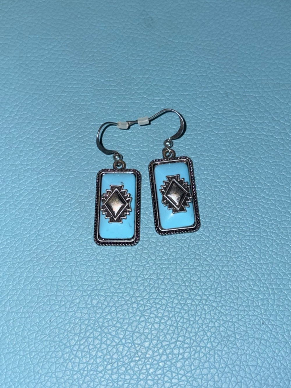 Turquoise Rectangle Dangle Earrings